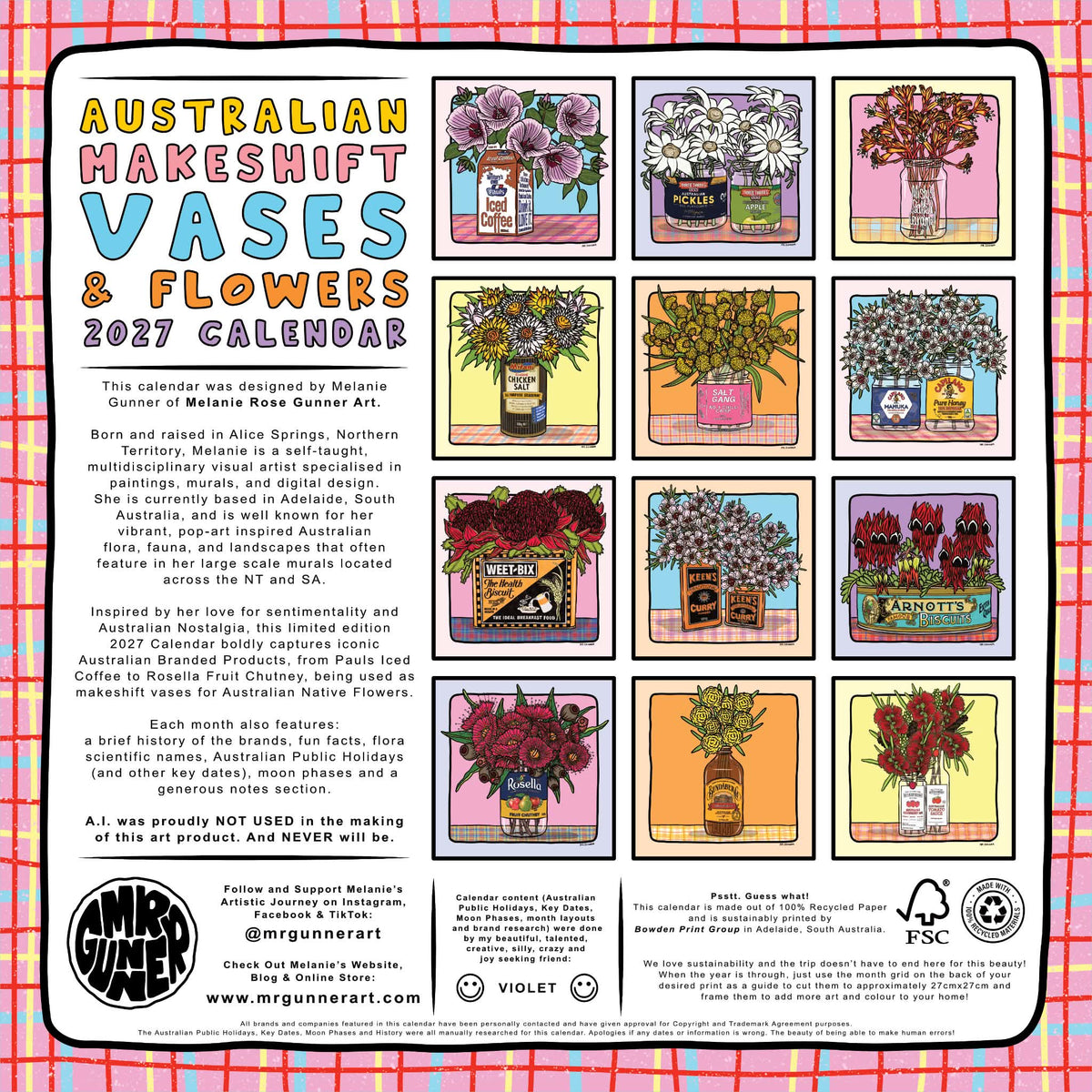 2027 Australian Makeshift Vases and Flowers Calendar (PREORDER)