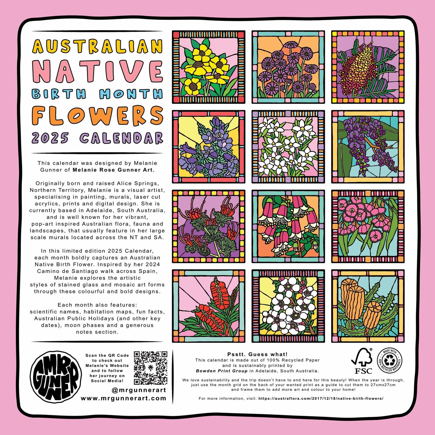 2025 Australian Native Birth Month Flowers Calendar