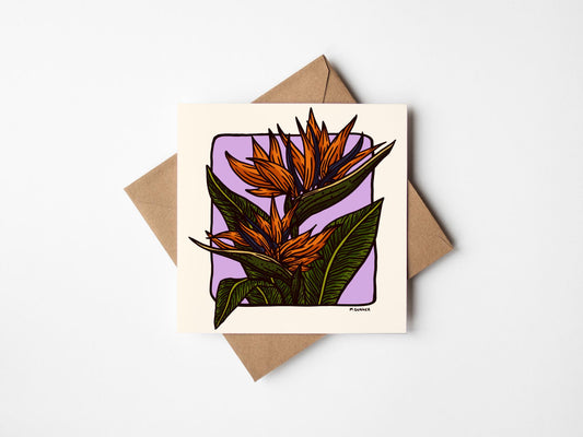 'Birds of Paradise' Square Greeting Card