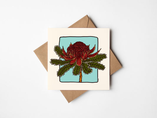 'Waratah' Square Greeting Card