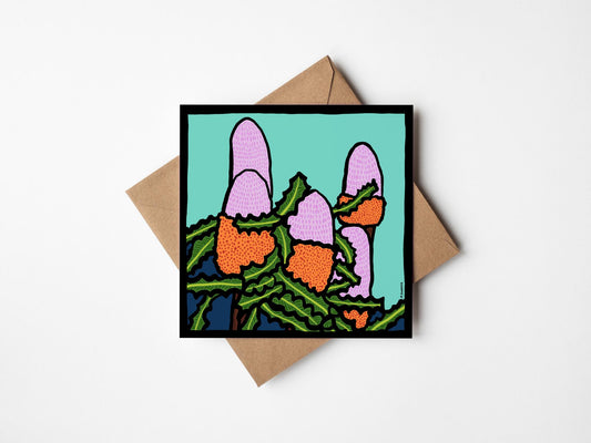 'Pop of Banksia' Square Greeting Card