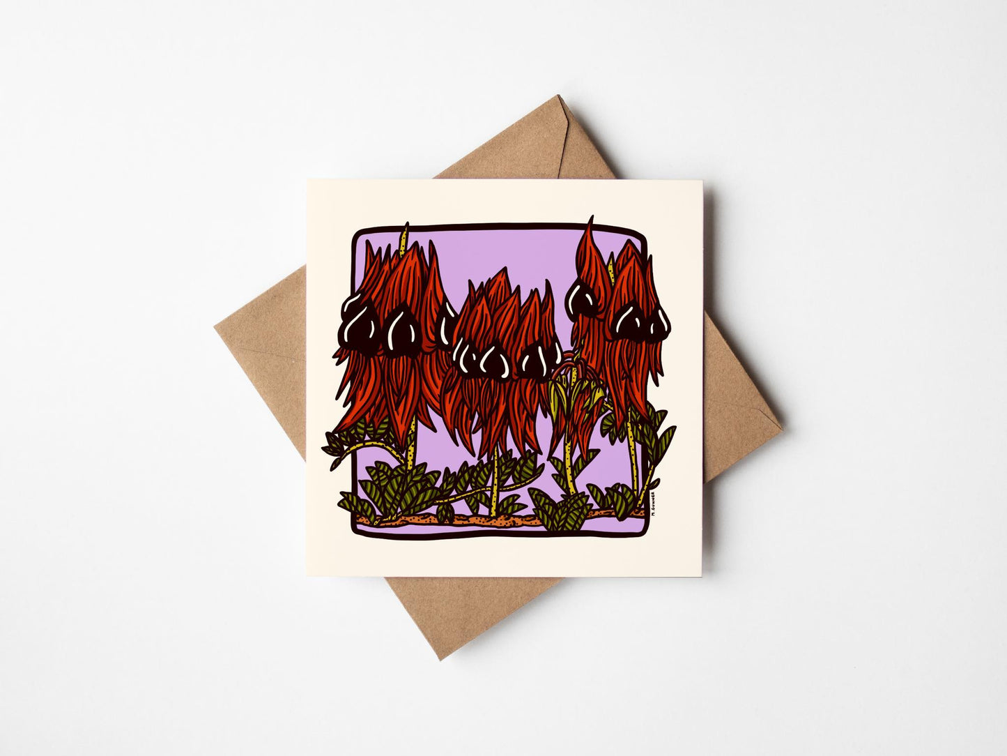 'Desert Peas' Square Greeting Card