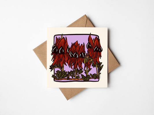 'Desert Peas' Square Greeting Card