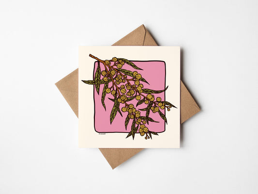 'Golden Wattle' Square Greeting Card