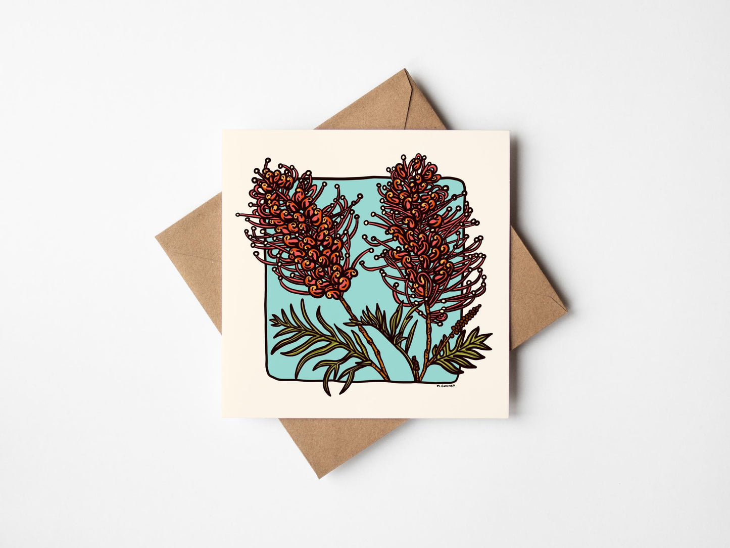 'Grevilleas' Square Greeting Card