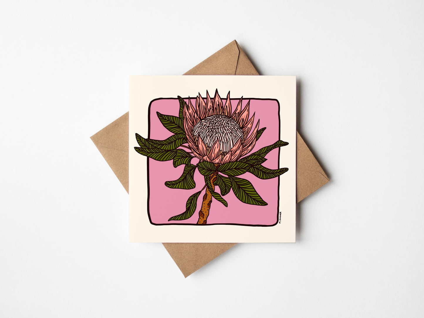 'Protea' Square Greeting Card