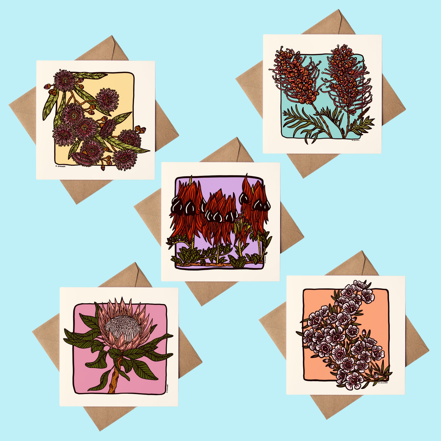 'Soft Floral' Square Greeting Cards Packs