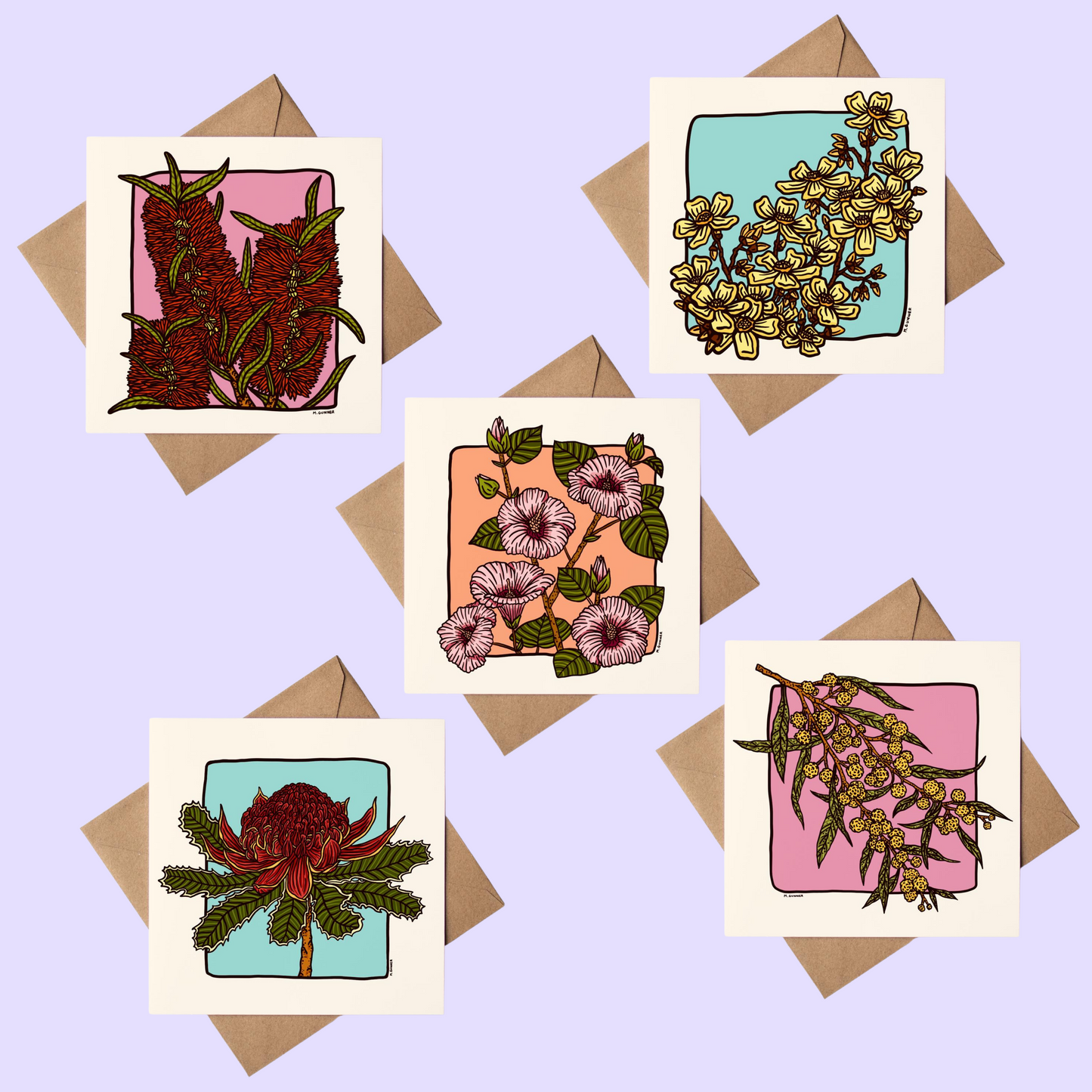 'Soft Floral' Square Greeting Cards Packs