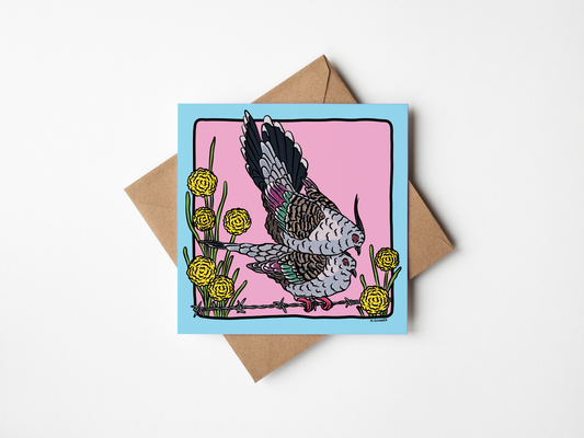 'Crested Pigeon' Square Greeting Card