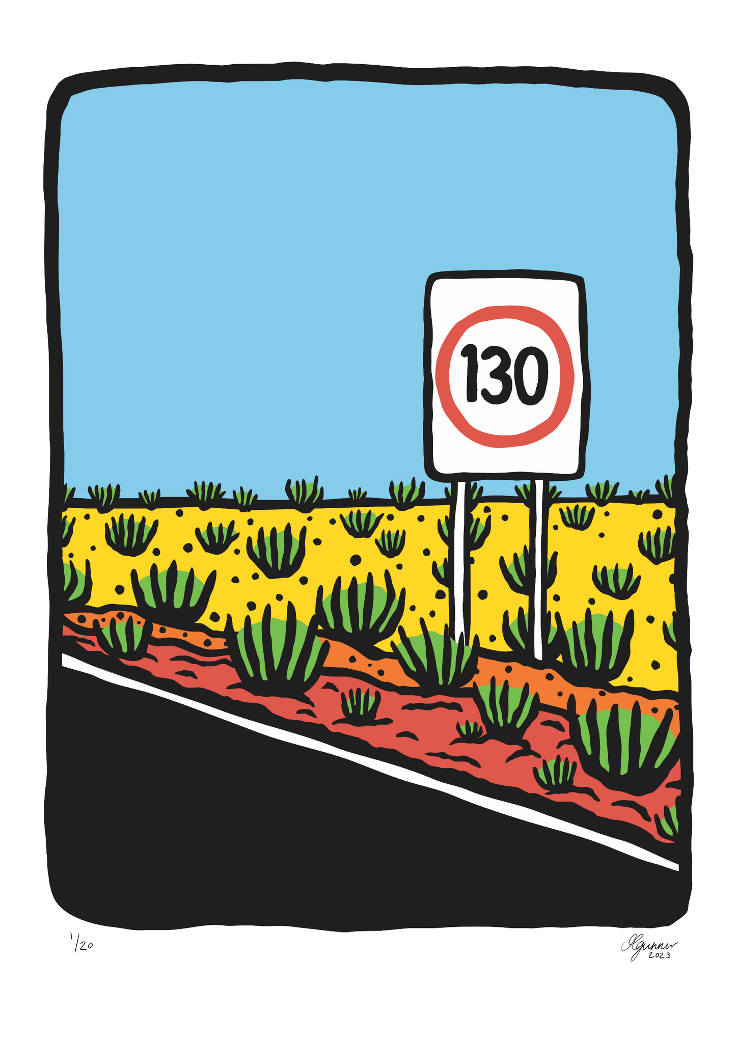 '130km Sign' Art Print