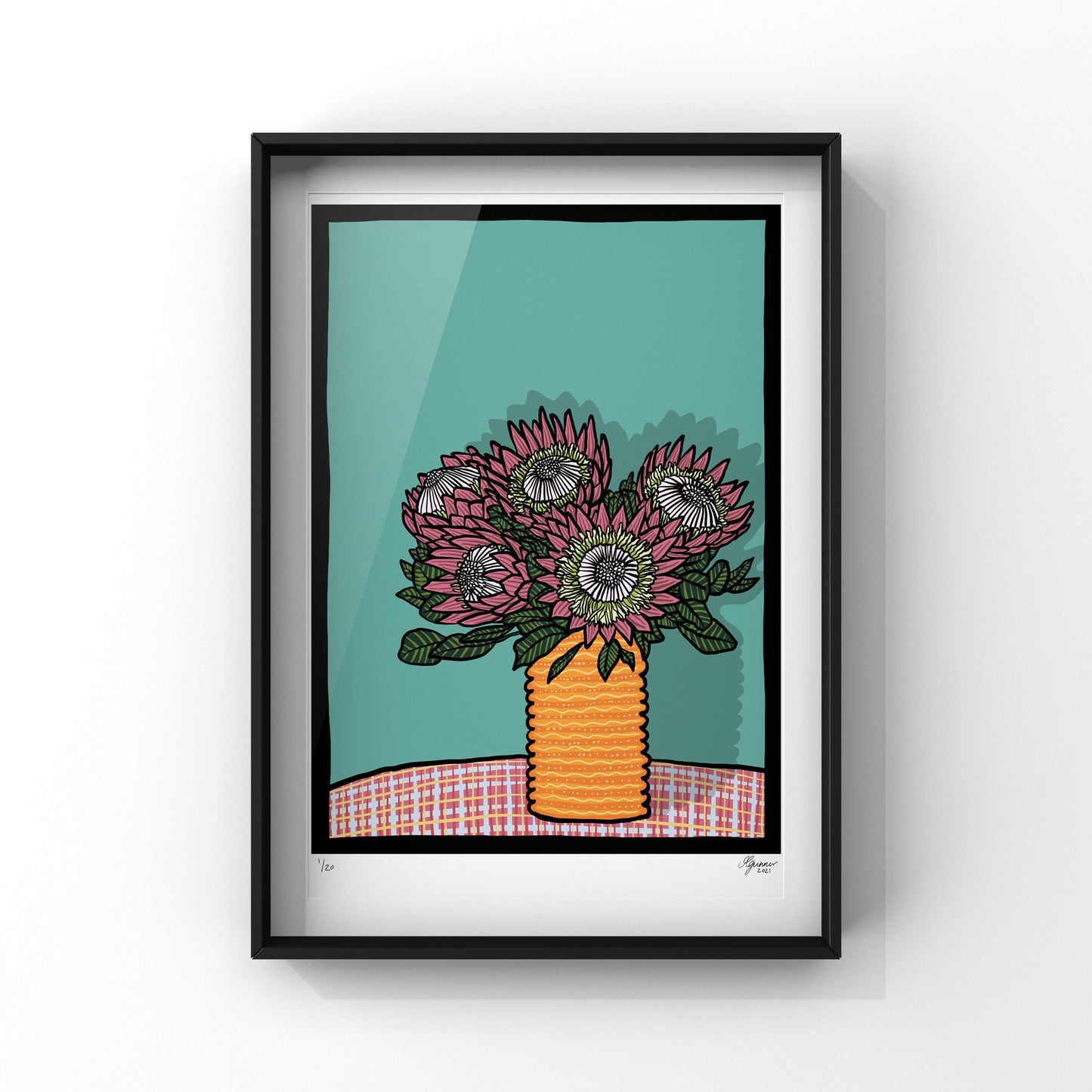 'Proteas in Vase' Art Print