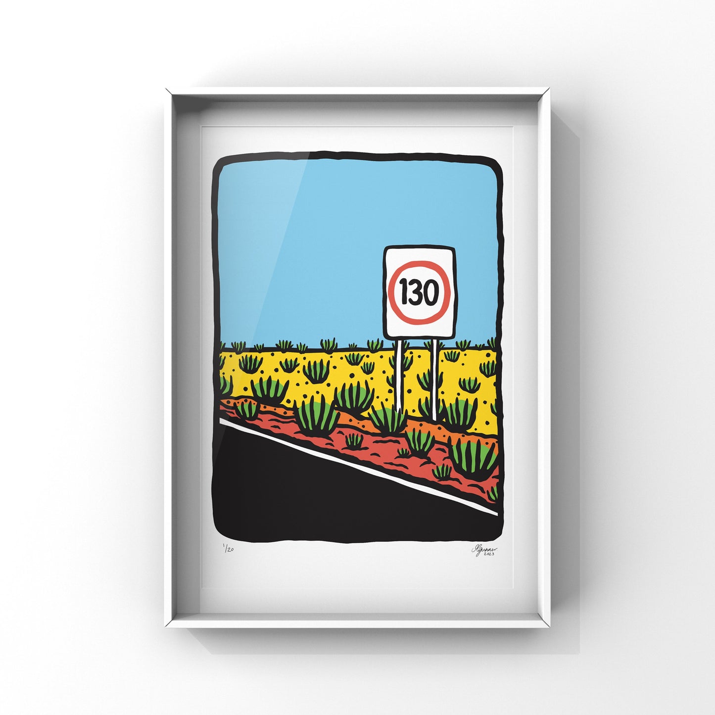 '130km Sign' Art Print