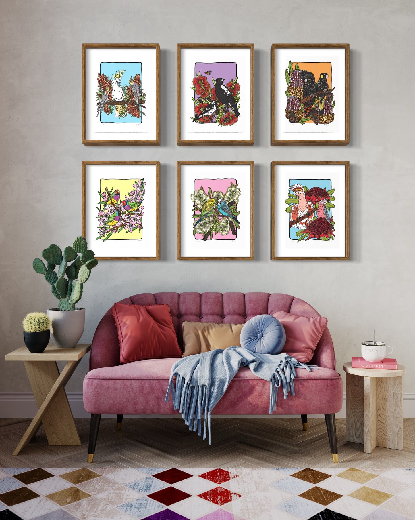 Major Mitchell Cockatoo and Galah Art Print