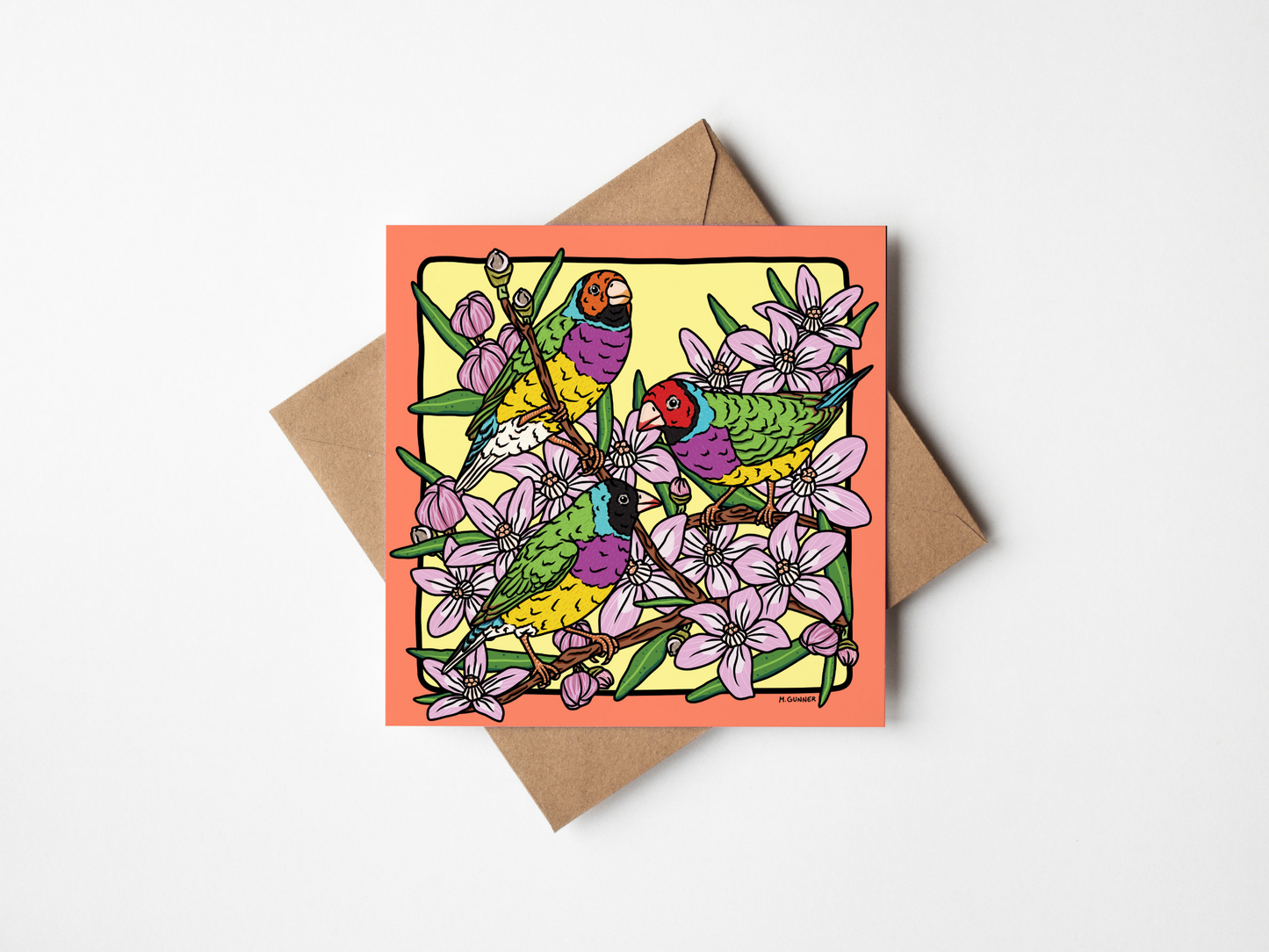 'Gouldian Finches' Square Greeting Card