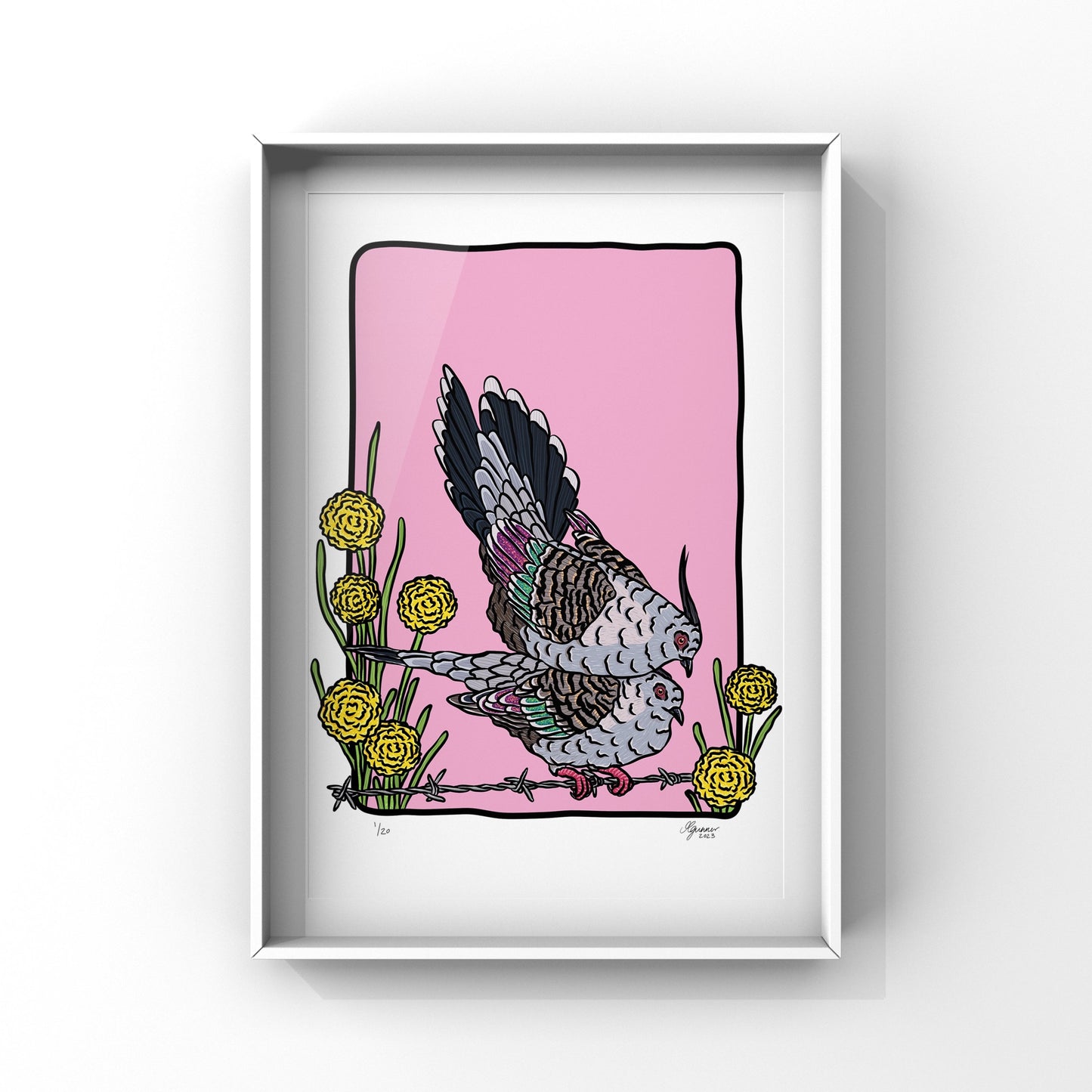 'Crested Pigeons' Art Print