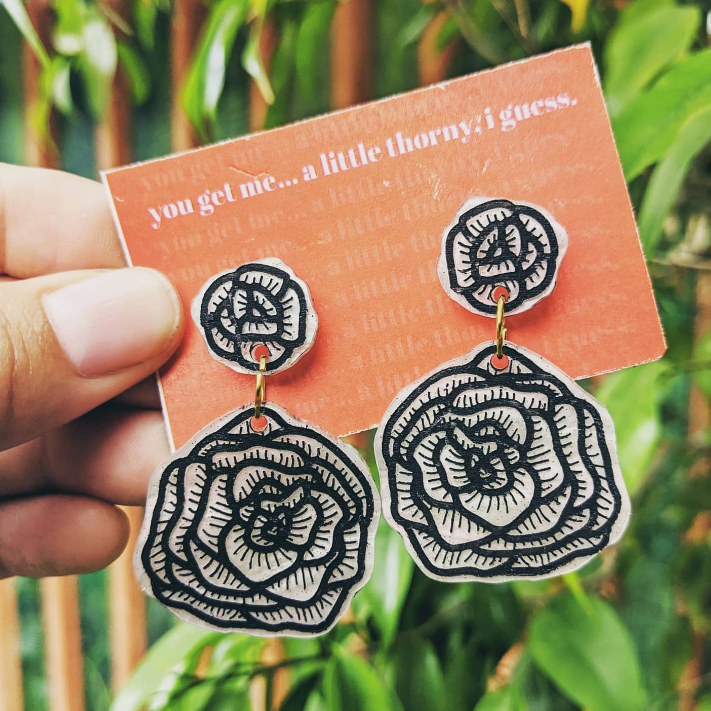 Small White/Pink Rose Earrings