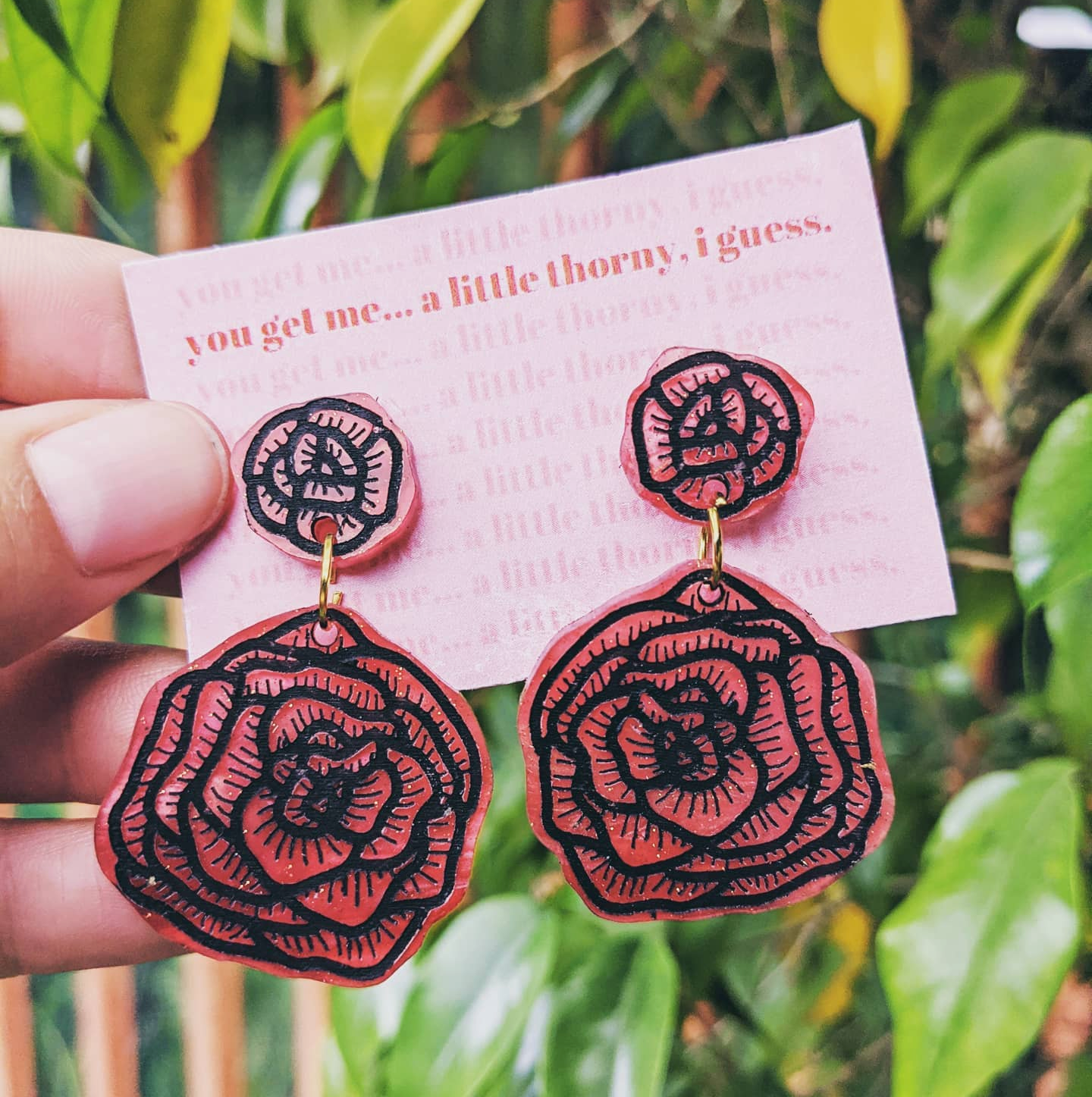 Small Red Rose Earrings